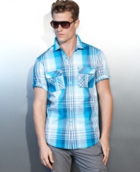 Turn on the brights. This plaid shirt from INC International Concepts refreshes your stable of standards.