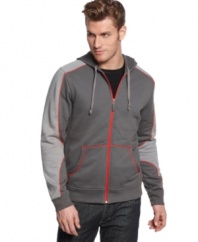 Get moving. This Alfani zip-up hoodie is the right way to put a casual spin on you active lifestyle.