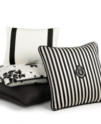 Add a simple touch of style to your Port Palace bed with this decorative pillow, featuring a clean white ground with two bands of grosgrain ribbon on each side. Hidden zipper closure.