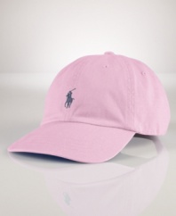 A classic baseball cap in durable cotton chino twill is accented by Ralph Lauren's embroidered pony at the front.