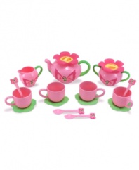 Rosy colors and charming decorations on this Melissa and Doug set sweetens tea-party play and are even usable at snack-time too!