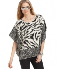 Add safari-style to your spring wardrobe with this mixed animal-printed MICHAEL Michael Kors top -- perfect for a chic weekend look!