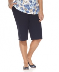 Enjoy fun in the sun with Karen Scott's plus size capri pants, featuring a drawstring waist-- pair them with the latest tanks and tees.