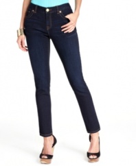 INC's ankle jeans feature skinny-leg style that looks absolutely amazing with heels, wedges, flats...anything you'd like to pair them with! The dark wash makes them easy to dress up or down.