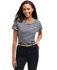 A casual tee in punchy stripes makes a cheerful addition to any wardrobe, from Charter Club.