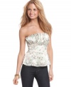 The corset gets elevated to stunning levels in this soft-hued rendition from Jessica Simpson! Style it with skinny jeans and a few gorgeous accessories for a dinner-with-friends look that wows.