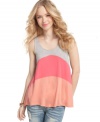 Get swingy, casual style in a comfy tank from American Rag that boasts cool, on-trend colorblocking!