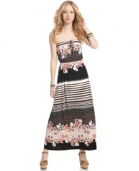 Colorful flowers bloom over an endless supply of stripes on this maxi dress from American Rag! Pair it with your favorite platform heels for a look that's extra flirty!