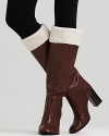 These footless, ribbed boot liners look cozy and chic folded over your leather knee-highs. By Ralph Lauren Hosiery.