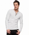 Kick back this weekend in the ultimate casual wear--this striped slub henley from INC International Concepts.