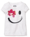 A Juicy grin marks the spot of this fun-to-wear crewneck tee that can't help make you smile.
