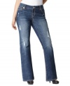 Add a rugged edge to your look with Seven7 Jeans' plus size bootcut jeans, featuring distressing.