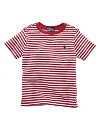 A classic tee rendered in striped cotton jersey for a preppy look.