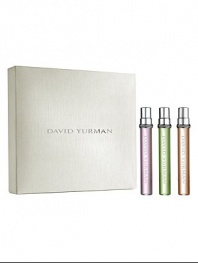 Renowned designer, David Yurman, introduces his newest fragrance creations, The David Yurman Essence Collection. A trio of evocative fragrances whose weightless radiance is reminiscent of the eloquent glow emanating from treasured jewels. Each essence can be worn alone or paired, mixed to create an expression that is as individual and effortless as the woman herself. Delicate Essence: Romantic and feminine. Inspired by the lustrous pink tourmaline gemstone. Fresh Essence: Crisp and playful.
