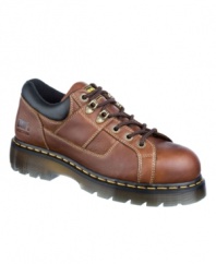 This pair of men's casual shoes combines the durable comfort that you expect from Dr. Martens with the right amount of rugged details. These sweet leather oxfords put the finishing touches on any laidback look.