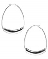Casual, yet classic. Nine West's contemporary hoop earrings feature a unique teardrop shape with bar accents. Set in silver tone mixed metal. Approximate drop: 2-1/4 inches.