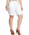 Pair all your new summer tops with INC's plus size roll-tab shorts, featuring cuffed or uncuffed styling.