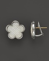 Beaded mother-of-pearl and sterling silver floral stud earrings from Lagos.