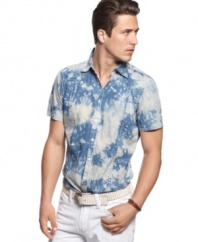 The only tie your need this summer. This tie-dyed print shirt from INC International Concepts freshens your warm-weather look.