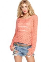 Sheer crochet makes this Free People sweater a hot pick for summer layering!