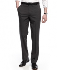 Bold and versatile, these flat-front black dress pants from American Rag will be a dynamic addition to your working wardrobe.
