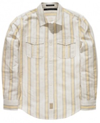 Get your weekend wear on the straight and narrow with the laid-back cool of this Sean John shirt.