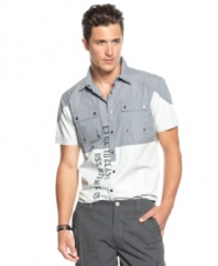 Change up your summer shirt style with this snap front shirt from INC International Concepts.