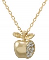 Fashionable fruit! City by City's apple pendant necklace will stand out as a stylish addition to your wardrobe. Crafted in nickel-free gold tone mixed metal, it's embellished with sparkling crystals. Approximate length: 15 inches + 3-inch extender. Approximate drop: 1/2 inch.