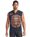 Rebel with a cause. This sleeveless t-shirt from Affliction lets your casual style roam.