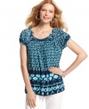 On-trend tribal print takes Style&co.'s pleated-neck top to the next level of chic! Another plus? The affordable price tag is always in fashion!