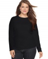 Jones New York Signature's long sleeve plus size top is a must-have basic for your casual wardrobe-- layer it with jackets and cardigans this season.
