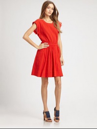 Crinkled cotton crepe in a full-skirted frock that defines effortless chic.ScoopneckDropped shouldersRolled cap sleevesElastic waistCenter back zipperAbout 19 from natural waist99% cotton/1% polyurethaneHand washImportedModel shown is 5'9½ (176cm) wearing US size 4.