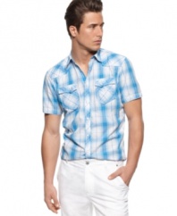 Bring some country style to your city vibe with this plaid shirt from INC International Concepts.