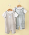 Proper in plaid. He'll look like a little gentleman in this dapper sunsuit and shirt from First Impressions.