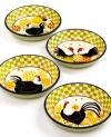 Cute chicken and check patterns in Oh Happy Day bowls promise to make every meal sunny and bright. Easy-care earthenware adds to the appeal of charming country dinnerware from Certified International.
