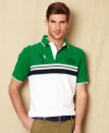 Block out all the competition with this colorblocking striped polo shirt from Nautica.