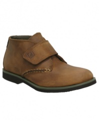 In these leather hook-and-loop closure boots from Sperry he can toe the line between urban style and rugged refinement.