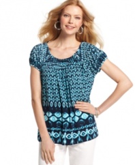 On-trend tribal print takes Style&co.'s pleated-neck top to the next level of chic! Another plus? The affordable price tag is always in fashion!