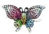 Beautiful Christina Collection XX-Large Multi-Colored Crystal Butterfly Bangle/Cuff Hinged Bracelet