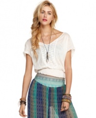 A floral-knit fabric and flowered lace makes this Free People top a pretty pick for summer!