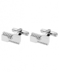 For the man who's all business, Emporio Armani's sleek cufflinks combine bold texture and smooth refinement. Crafted in stainless steel with a polished and matte finish. Approximate width: 3/8 inch. Approximate length: 5/8 inch.