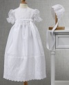 Simply sweet: a lovely gown with embroidered organza overlay.