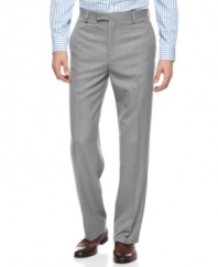 Lightweight and super comfortable, these tonal herringbone pants from Kenneth Cole Reaction make a great addition to your workweek wardrobe.