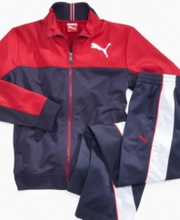 These team pants from Puma will keep him warmed-up for the big event.