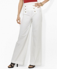 Lauren by Ralph Lauren's ever-classic yet always stylish sailor pant channels breezy, summery appeal with a flowy, wide-leg silhouette of lightweight cotton twill.