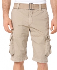 Carry all. Keep your hands free but the essentials still available with these cargo shorts from Buffalo David Bitton.