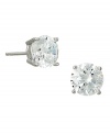 Classic beauty by CRISLU. These stud earrings feature round-cut cubic zirconia (6 ct. t.w.) set in sterling silver with a platinum finish.