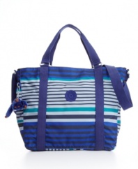 The Adara tote's cheery multicolored stripes will brighten your day, from Kipling.
