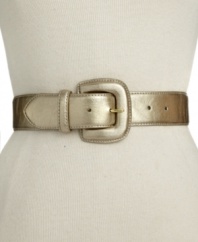 Get your fashion bases covered with this metallic faux-leather belt from Style&co.