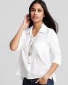 With a chic high/low hemline and classic collar, Splendid retools the button-front shirt into a fresh idea for fall.